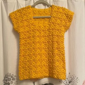 Vintage Crochet Yellow short sleeve top